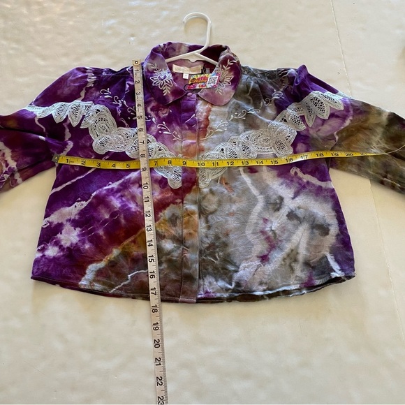LoveShackFancy Tie Dye Button Down Shirt Women Size XS Crop Top Love Shack Fancy - Picture 9 of 12